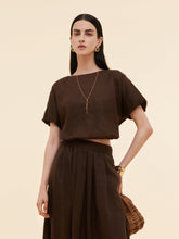 %100 Keten Kadın Tomurcuk Kol Üst