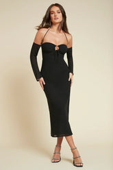 Desiree Boyundan Bağlamalı Midi Elbise