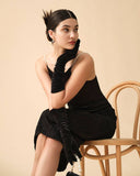 Sueña Siyah Su Dalgalı Dokulu Cami Elbise