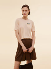 Tencel Asetat Karışımlı Çiçek İşlemeli Kadın Örgü Tişört