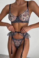 Sueña™ MERCY Üç Parça Dantel Takım - Gri