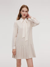 Pileli Kolsuz Mini Elbise Ve Gömlek İki Parçalı Kurdeleli Takım