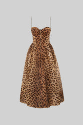 İnce Omuz Askılı Desenli Elbise