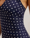 Sueña™ Mavi Polka Dot Askılı Uzun Elbise