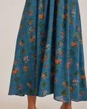 Sueña™ Mavi Çiçekli Askılı Uzun Elbise