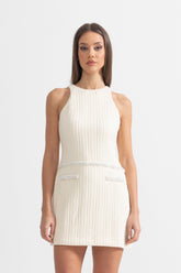 Zarif Kolsuz Dokulu Mini Elbise