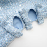 "Manon Charm" Açık Mavi Işıltılı Tweed Mini Elbise