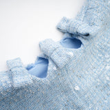 "Manon Charm" Açık Mavi Işıltılı Tweed Mini Elbise