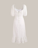 Sueña Puf Kol Yırtmaçlı Etek Midi Elbise