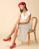 Sueña Düz Renk Yaka Midi Elbise