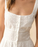 Sueña™ Kare Yaka Katlı Etek Midi Elbise