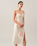 Sueña Dalga Dokulu İncili Askılı Midi Elbise