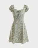 Sueña Fırfırlı Kenarı Çiçekli Mini Elbise