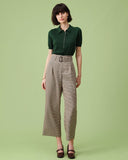 Sueña™ Yeşil Kısa Kol Dokulu Yaka Örgü Tişört