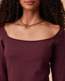 Sueña™ Kırmızı Kare Yaka Uzun Kollu Triko Elbise