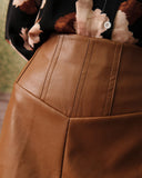 Sueña™ Yüksek Belli Pu Deri A-Line Mini Etek