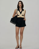 Sueña™ Kayısı Yakalı Blok Renk Örgü Atlet