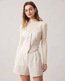 Sueña™ Kayısı Yuvarlak Yaka Düğmeli Yelek