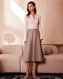 Sueña™ Kayısı Yuvarlak Yaka Düğmeli Örgü Üst