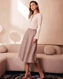 Kayısı Yuvarlak Yaka Düğmeli Örgü Üst