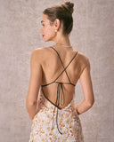 Sueña™ Sarı Asimetrik Etek Çiçekli Midi Elbise