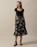 Sueña™ Siyah Kare Yaka Kısa Kol Triko Üst