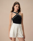 Sueña™ Siyah Kontrastlı Örgü Atlet