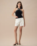 Sueña™ Siyah Kontrastlı Örgü Atlet