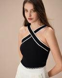 Sueña™ Siyah Kontrastlı Örgü Atlet