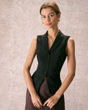 Sueña Siyah Yaka Kolsuz Düğmeli Yelek