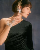 Sueña™ Siyah Tek Omuz Simli Kadife Mini Elbise