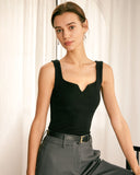 Sueña™ Siyah V Yaka Fitilli Triko Atlet