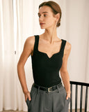 Sueña™ Siyah V Yaka Fitilli Triko Atlet