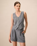 Sueña™ Gri Yüksek Bel Pileli Şort