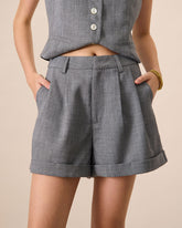 Sueña™ Gri Yüksek Bel Pileli Şort