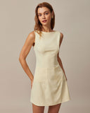 Sueña Sarı Kayık Yaka Mini Elbise