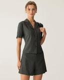 Sueña™ Gri Yüksek Bel Ekose Şort