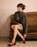 Sueña™ Kahverengi Çizgili Tek Sıra Düğmeli Ceket