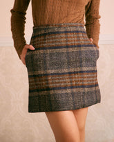 Kahverengi Doğal Bel Çizgili Mini Etek