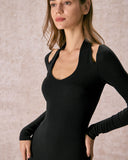 Sueña™ Siyah Boyundan Bağlamalı Mini Elbise