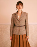 Sueña™ Haki Yaka Ekose Tek Sıra Düğmeli Blazer