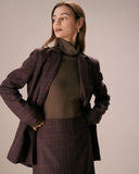 Sueña™ Kahve Yaka Kruvaze Ekose Blazer