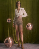 Sueña™ Kayısı Yaka Çiçek Nakışlı Bluz