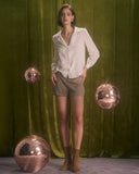 Kayısı Yakalı Çiçek İşlemeli Bluz