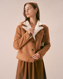 Sueña™ Kahverengi Yaka Tek Sıra Düğmeli Süet Ceket