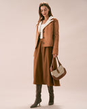 Sueña™ Kahverengi Yaka Tek Sıra Düğmeli Süet Ceket