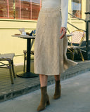 İnci Düğmeli Yüksek Bel Tüvit Etek