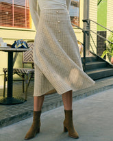 Sueña™ İnci Düğmeli Yüksek Bel Tüvit Etek