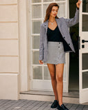 Siyah Yakalı Ekose Tek Sıra Düğmeli Blazer