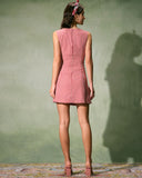 Sueña Kırmızı Kayık Yaka Ekose Mini Elbise